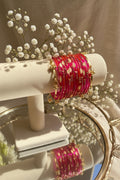 Magenta Leaf Glass Kashmiri Bangles